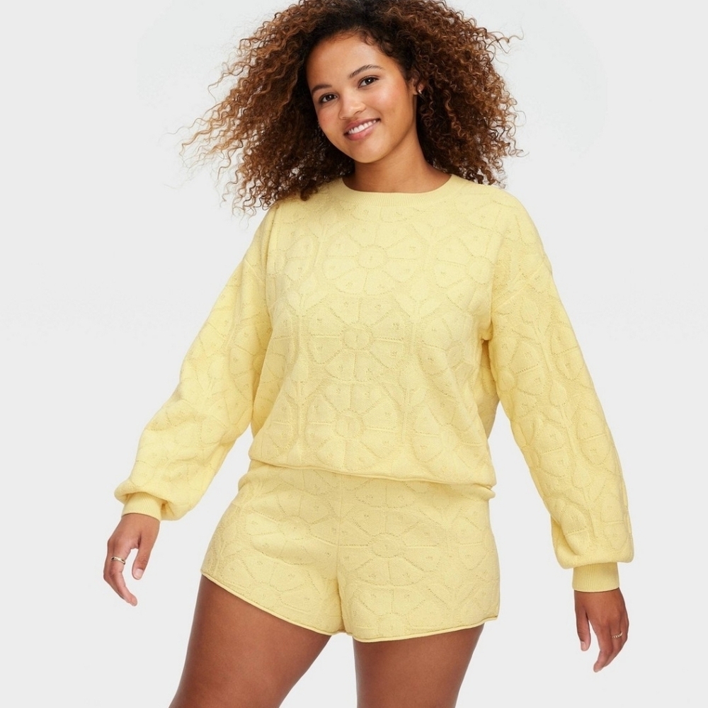 Roller Rabbit x Target Daisy Floral Embossed Yellow Sweatshirt XXS XS XXL